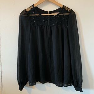 Long Sleeve Black Blouse